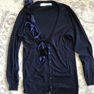 Navy fringe cardigan from Anthropologie